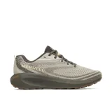 Championes de trail running Merrell modelo Morphlite, color gris con detalles en verde oliva. Presentan exterior de jacquard, entresuela de espuma FloatPro para mayor amortiguación y suela de goma adherente diseñada para terrenos mixtos.