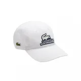 Gorro de béisbol blanco de algodón, con logo de Lacoste bordado en el lateral y parche con el logo de Lacoste y Rolex Paris Masters en el frente.