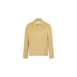 Sobrecamisa de lana color camel de Ami Paris, con cuello camisero, cierre frontal de medio cierre metálico y un bolsillo aplicado en el pecho.