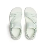 Sandalia deportiva de mujer en color verde menta, con tiras de malla transpirable, cierre de velcro con hebilla ajustable y suela de goma EVA ligera.