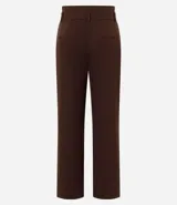 Pantalón de sastrería corte wide leg, color negro, con cintura alta y cinturón de poliuretano incluido con hebilla metálica.