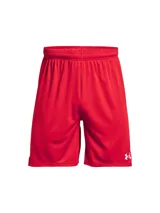 Short deportivo Under Armour Golazo 3.0, color rojo con logo blanco en la pierna derecha.
