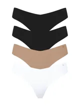 Pack de cinco bombachas tipo tanga sin costuras, invisibles bajo la ropa, de corte bajo.