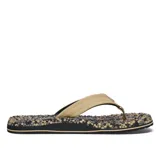 Ojotas Sanuk con correa superior de material sintético color marrón y plantilla texturizada con efecto confeti de microesferas multicolor. Suela de goma resistente al agua con diseño ergonómico.