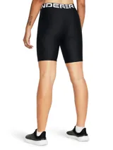 Calzas cortas deportivas Under Armour HeatGear Authentics de color negro, con cintura elástica ancha con logotipo visible y logo de la marca en la pierna. Confeccionadas en tejido elástico de secado rápido.