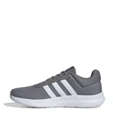 Championes urbanos Adidas modelo Lite Racer 4.0, color gris con las icónicas tres tiras laterales en blanco. Presentan una parte superior de malla textil transpirable y una entresuela Cloudfoam que proporciona una amortiguación ligera y cómoda.