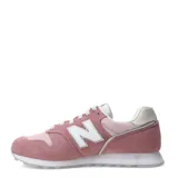 Championes urbanos New Balance modelo 373, confeccionados en una combinación de gamuza y malla en tonos rosados, con el logo 'N' característico en los laterales y suela de goma.