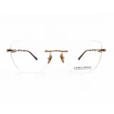 Lentes de receta Linea Roma modelo Sirene, con armazón al aire y detalles enchapados en oro de 18k.
