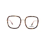 Armazón de anteojos Lancel modelo 90041, con marco cuadrado de carey y metal dorado.