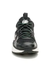 Sneakers Caterpillar modelo Hasten Mesh de color negro con detalles en blanco y violeta, con suela chunky blanca y cordones ajustables.