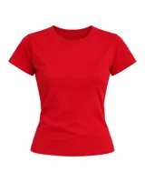 Remera de manga corta y cuello redondo, de color rojo, con diseño básico y ajuste al cuerpo.