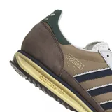 Championes urbanos Adidas modelo SL 72, con diseño retro en tonos marrón, gris y azul marino. Presenta el logo de la marca en el lateral y una suela de goma con entresuela en tono crema.