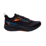 Championes de running negros con detalles en naranja y celeste. Cuentan con tecnología RAIN AWAY que los mantiene secos y tecnología QUIKFOAM en la entresuela para absorción de impactos.
