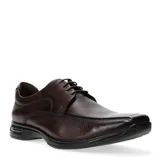 Zapato de vestir para hombre marca Democrata, confeccionado en cuero color marrón tabaco, con cordones y suela de goma negra.