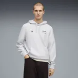 Buzo con capucha y bolsillo tipo canguro, color gris claro. Presenta el logo de Puma en el lado derecho del pecho y el emblema de BMW Motorsport en el lado izquierdo.