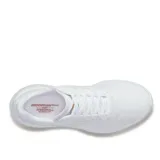 Championes Saucony Endorphin Shift 3 para mujer, color blanco con detalles en dorado y suela de goma color caramelo.