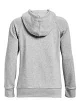 Buzo con capucha Under Armour, confeccionado en tejido polar de mezcla de algodón con interior cepillado. Presenta un diseño de corte estándar con bolsillo canguro delantero, puños y bajo acanalados, y el logo de la marca estampado en el frente.