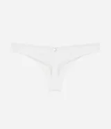 Conjunto de bikini blanco texturizado, con corpiño de breteles anchos y bombacha básica con doble hilo.