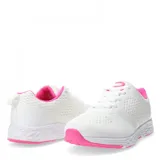 Championes deportivos Push modelo Maia, color blanco con detalles en fucsia en el interior y la suela. Confeccionados en tejido de malla transpirable y cierre con cordones.