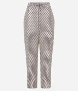 Pantalón fluido de crepé con estampado geométrico, lazo en la cintura y corte pijama.