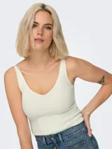 Top de punto sin mangas con escote en V y calce ajustado, de la marca JDY.