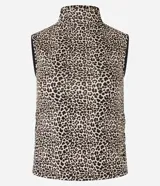 Blusa Cortelle sin mangas, confeccionada en viscolycra, con cuello alto y estampa animal print de leopardo.