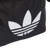 Bandolera pequeña Adidas Originals color negro, con cierre frontal y logo del trébol estampado en blanco.