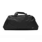 Bolso deportivo tipo duffel bag, color negro, con asas de mano y logo 'AS' en el lateral.