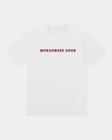Remera blanca de manga corta, corte regular y cuello redondo, con gran estampado en la espalda de temática "Worldwide Tour" con una calavera y texto en rojo, azul y blanco.
