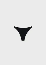 Braga de bikini negra de tiro alto y tejido de canalé.