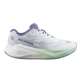 Championes de running Salomon Aero Blaze 4, color blanco con detalles en lila y verde menta. Incorporan parte superior de malla técnica transpirable, entresuela acolchada optiFOAM² y suela de gran tracción.