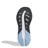 Championes de running Adidas modelo Questar 3, con diseño en tonos celestes y detalles en rosado. Presentan una estructura de malla transpirable, entresuela con amortiguación y suela de goma resistente.