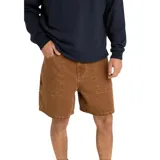 Bermuda de denim color marrón con bolsillos laterales y traseros.