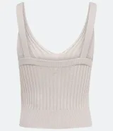 Blusa musculosa cropped Blue Steel de viscosa con textura acanalada, escote en V y tirantes medios.