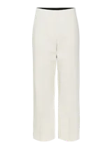 Pantalón sastrero de tiro alto y corte recto, color blanco, con pinzas frontales y acabado suave.