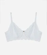 Soutien de encaje floral color verde agua, sin relleno y con aro.