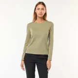 Camiseta de punto de manga larga con cuello redondo, confeccionada en algodón, de corte clásico y ajuste estándar.