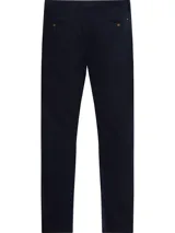 Pantalón chino azul marino de sarga en mezcla de algodón orgánico, corte regular, cierre de cremallera con botón y detalles distintivos de Tommy Hilfiger.