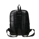 Mochila Tiffosi de diseño acolchado con patrón de cuadros, color negro. Cuenta con cierre frontal y logo metálico en la parte inferior.