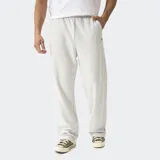 Pantalón de felpa gris melange de corte wide leg, con cintura elástica y bolsillos laterales.