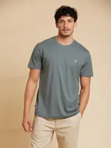 Remera amarilla de algodón con cuello redondo y manga corta.