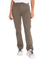 Pantalón cargo verde militar de ajuste relajado, con diseño de cinco bolsillos y paneles frontales dobles en las piernas.