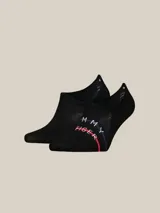 Pack de dos pares de medias invisibles negras de Tommy Hilfiger, con logo de la marca en el lateral.