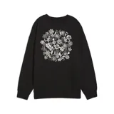 Buzo de cuello redondo Puma, corte oversize, color negro con logo de la marca estampado en blanco en el pecho.