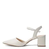 Zapatos de mujer Bottero con diseño abierto, punta fina y taco block. Presentan una tira ajustable al tobillo con hebilla metálica.