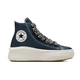 Championes Converse Chuck Taylor All Star Move Hi, color azul marino, con plataforma blanca y cordones trenzados en blanco y negro.