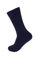 Medias de caña larga confeccionadas en algodón, de tejido acanalado y color azul marino.