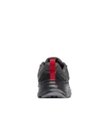 Championes de trekking Columbia Konos Low Techlite para hombre, de color gris con detalles en negro y rojo. Presentan empeine de malla transpirable con sobrecapas sintéticas, tecnología Omni-Shield deperlante al agua y suela de caucho de alta tracción.