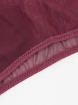 Bombacha de tiro bajo confeccionada en tela translúcida de color bordó, con diseño clásico y acabado liso.