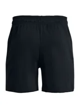 Short deportivo Under Armour Rival Terry color negro para hombre, confeccionado en tejido French Terry ligero. Cuenta con cintura elástica con cordón ajustable, bolsillos laterales abiertos y el logo de la marca estampado en el lateral.